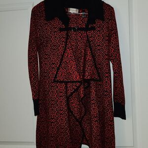 Romance Italy Red and Black Patterned Cardigan XL